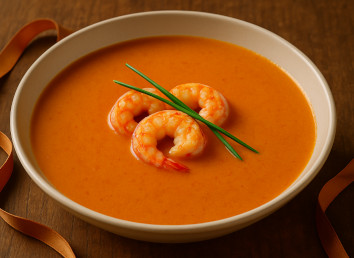 Crema de mariscos con gambas